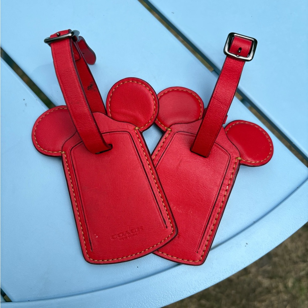 Coach Red Leather Bag Tags